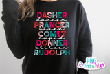 Reindeer Names Christmas | Sublimation PNG