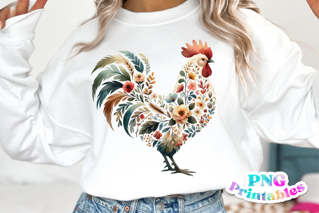 Floral Rooster | PNG File