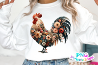 Floral Rooster | PNG File
