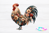 Floral Rooster | PNG File