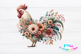 Floral Rooster | PNG File