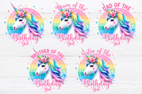 Unicorn Birthday Girl Family | PNG Print File