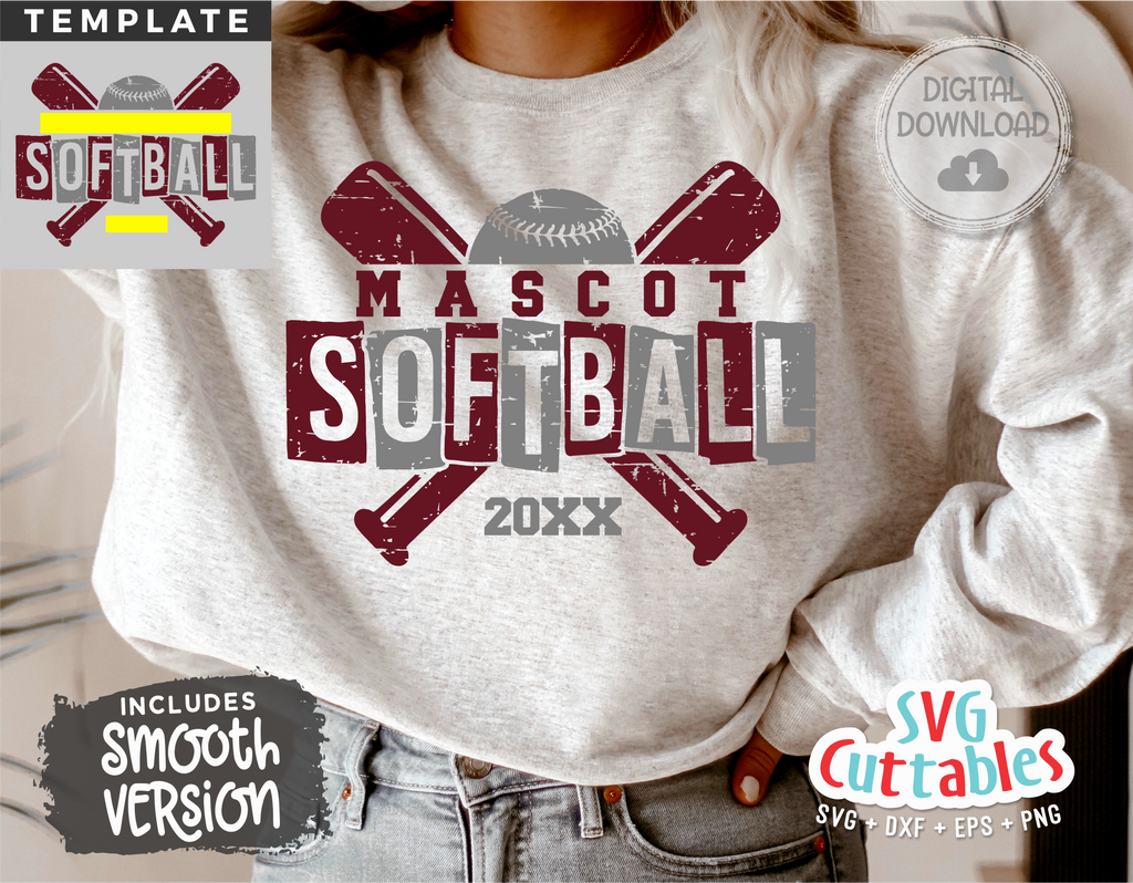 Softball Template 0058 | SVG Cut File