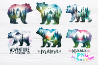 Bear Watercolor Scene | PNG Sublimation Bundle