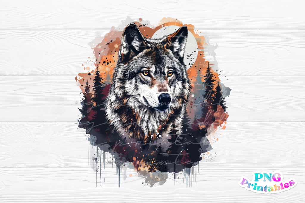 Watercolor Wolf | PNG File