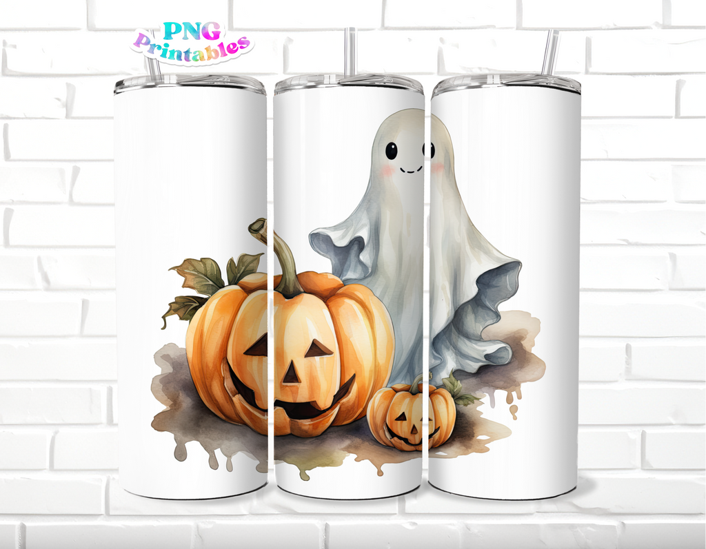 Halloween Ghost 20 oz Skinny Tumbler - Sublimation Tumbler Wrap PNG