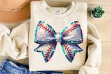 Sequin Baseball Bow | PNG Sublimation File