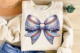 Sequin Baseball Bow | PNG Sublimation File