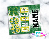 Cheer Glitter 20 oz Skinny Tumbler png Design -  Green and Yellow