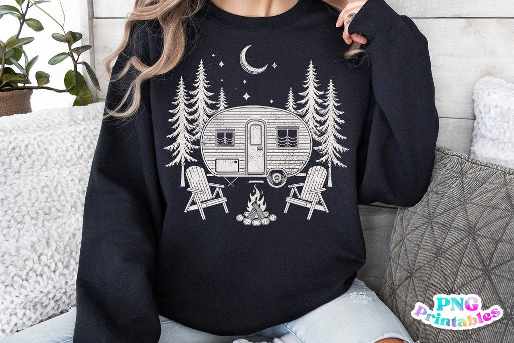 Retro Camper Scene Camping | PNG Sublimation File