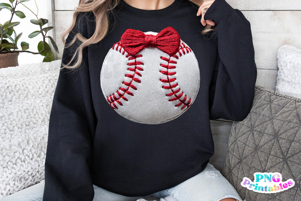 Faux Embroidered Baseball | PNG Sublimation File