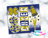 Cheer Glitter 20 oz Skinny Tumbler png Design - Blue and Yellow