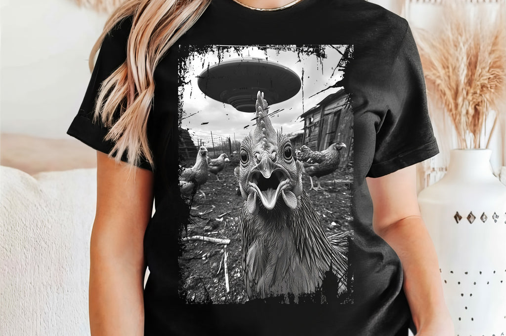 Chicken Alien Abduction Selfie | PNG Sublimation File