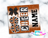 Cheer Glitter 20 oz Skinny Tumbler png Design -  Orange and Black