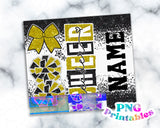 Cheer Glitter 20 oz Skinny Tumbler png Design - Black and Yellow