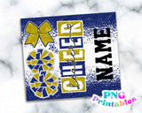 Cheer Glitter 20 oz Skinny Tumbler png Design - Blue and Yellow