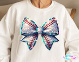 Sequin Baseball Bow | PNG Sublimation File