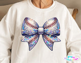 Sequin Baseball Bow | PNG Sublimation File
