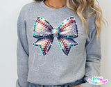 Sequin Baseball Bow | PNG Sublimation File