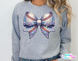 Sequin Baseball Bow | PNG Sublimation File