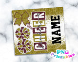 Cheer Glitter 20 oz Skinny Tumbler png Design -  Gold and Maroon