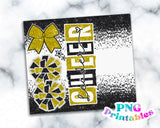 Cheer Glitter 20 oz Skinny Tumbler png Design - Black and Yellow