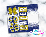 Cheer Glitter 20 oz Skinny Tumbler png Design - Blue and Yellow