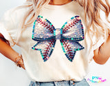 Sequin Baseball Bow | PNG Sublimation File