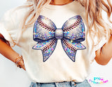 Sequin Baseball Bow | PNG Sublimation File