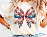 Sequin Baseball Bow | PNG Sublimation File