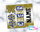 Cheer Glitter 20 oz Skinny Tumbler png Design -  Gold and Blue