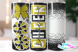 Cheer Glitter 20 oz Skinny Tumbler png Design - Black and Yellow