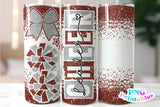 Cheer Glitter 20 oz Skinny Tumbler png Design - Brown and Silver