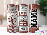 Cheer Glitter 20 oz Skinny Tumbler png Design - Brown and Silver