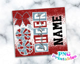 Cheer Glitter 20 oz Skinny Tumbler png Design -  Red and Light Blue