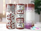 Cheer Glitter 20 oz Skinny Tumbler png Design - Brown and Silver