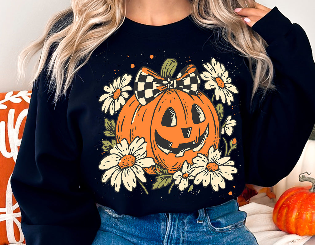 Jack-o-lantern with Bow | Halloween Sublimation PNG