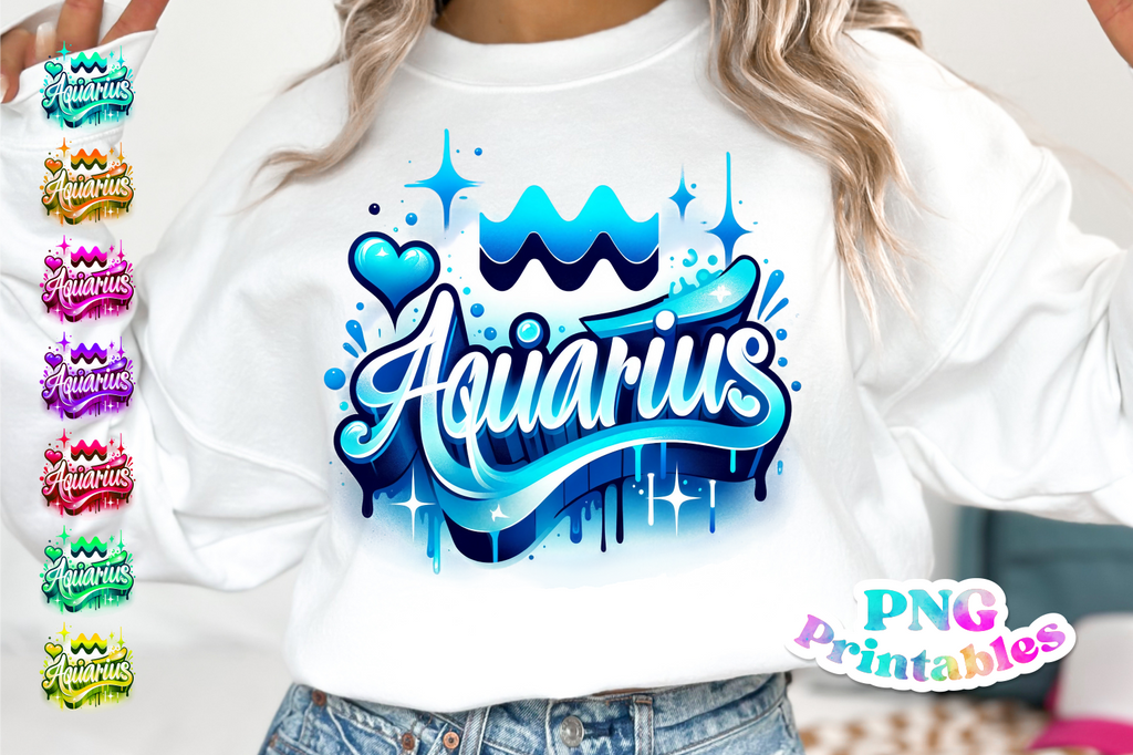 Aquarius Airbrushed | Zodiac PNG File