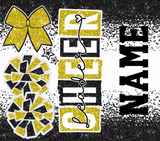 Cheer Glitter 20 oz Skinny Tumbler png Design - Black and Yellow