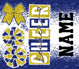 Cheer Glitter 20 oz Skinny Tumbler png Design - Blue and Yellow
