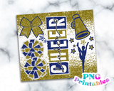 Cheer Glitter 20 oz Skinny Tumbler png Design -  Gold and Blue