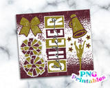 Cheer Glitter 20 oz Skinny Tumbler png Design -  Maroon and Gold