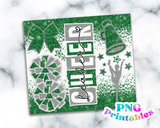 Cheer Glitter 20 oz Skinny Tumbler png Design -  Green and Silver