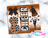 Cheer Glitter 20 oz Skinny Tumbler png Design -  Orange and Black