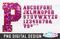 Sequin Sport Alphabet png Hot Pink and Red