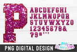 Sequin Sport Alphabet png Hot Pink and Red