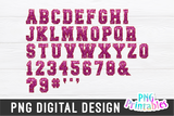 Sequin Sport Alphabet png Hot Pink and Red