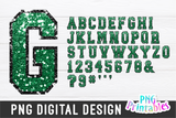 Sequin Alphabet Kelly Green and Black | Sublimation PNG