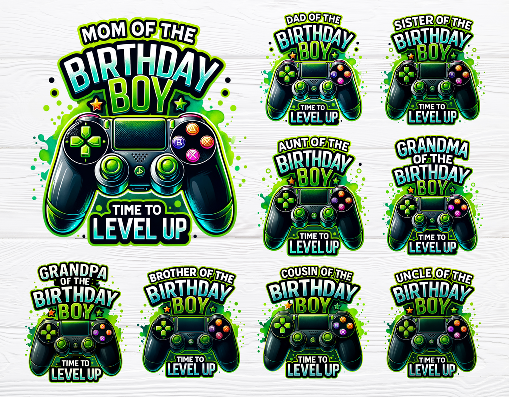 Family of the Gamer Birthday Boy png Bundle