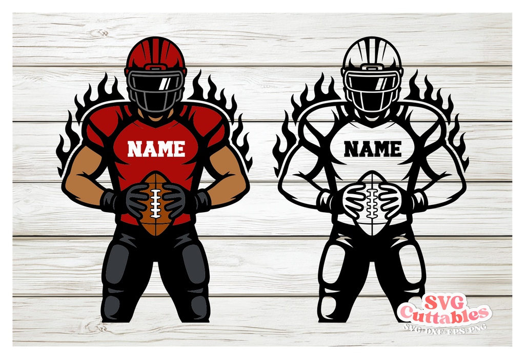Football Player with Flames | SVG Cut File